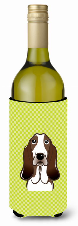 Checkerboard Design with Dog Wine Bottle Hugger - 615872918164