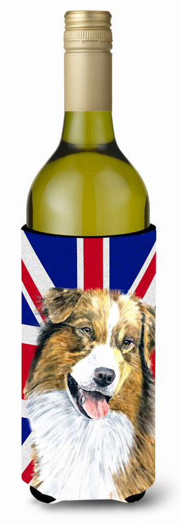 English Union Jack British Flag Design with Dog Wine Bottle Hugger - 615872822911