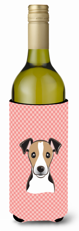 Checkerboard Design with Dog Wine Bottle Hugger - 615872918966