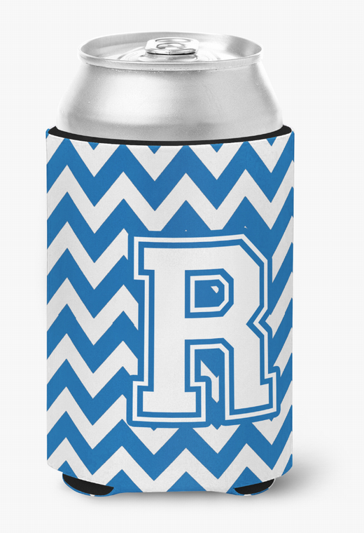 Monogram Letter Chevron Can or Bottle Hugger - 638508273680