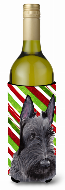 Candy Cane Christmas Design with Dog Wine Bottle Hugger - 615872704385