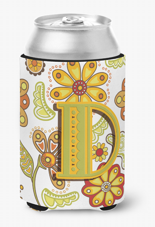 Monogram Letter Floral Can or Bottle Hugger - 615872968237