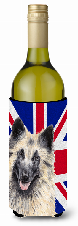 English Union Jack British Flag Design with Dog Wine Bottle Hugger - 615872822867