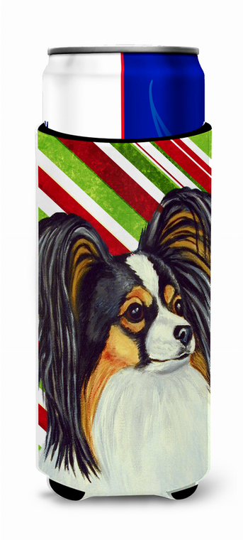 Candy Cane Holiday Christmas Design with Dog Ultra Hugger for slim cans - 615872734207