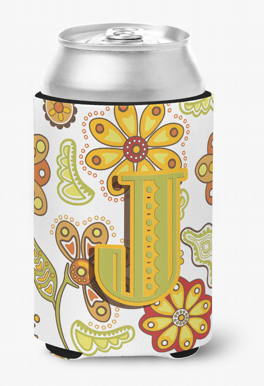 Monogram Letter Floral Can or Bottle Hugger - 615872968299