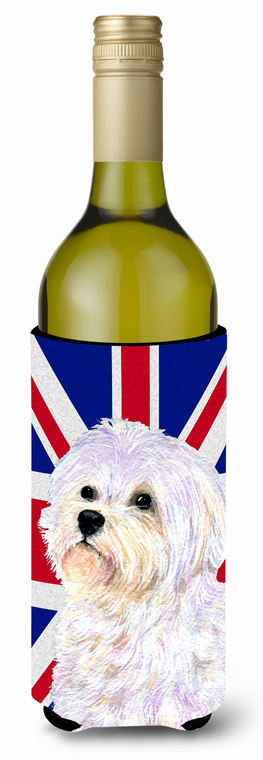 English Union Jack British Flag Design with Dog Wine Bottle Hugger - 615872832088