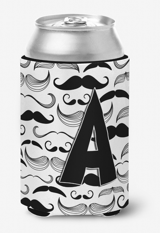 Monogram Letter Moustache Can or Bottle Hugger - 615872969753