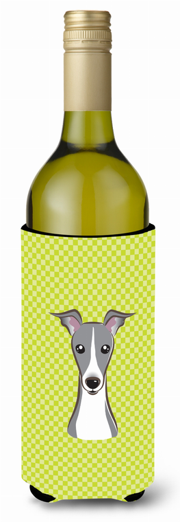 Checkerboard Design with Dog Wine Bottle Hugger - 615872918096