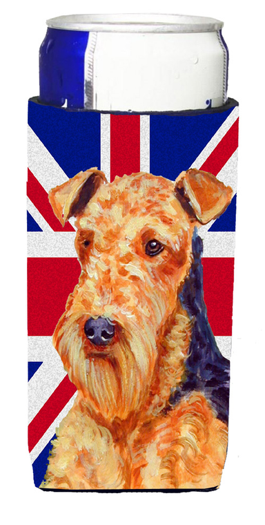 Dog with English Union Jack British Flag Ultra Hugger for slim cans - 615872826889
