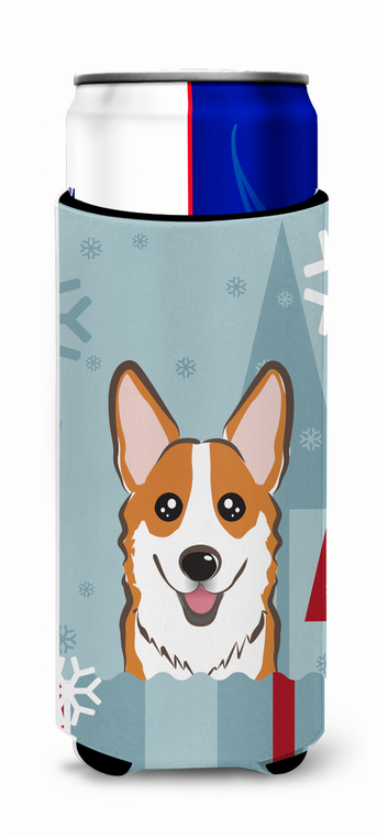Winter Holiday Dog Design Ultra Hugger for slim cans - 638508125255