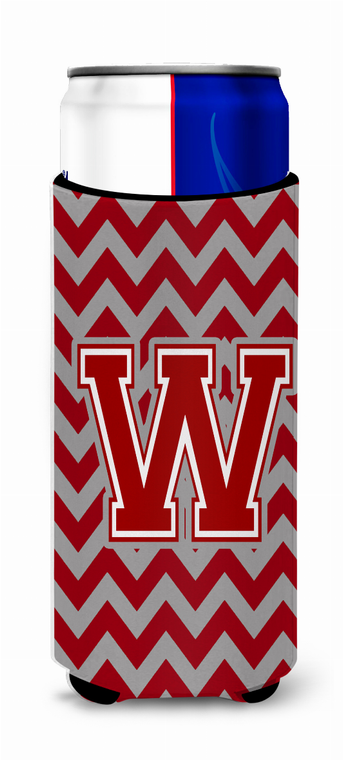 Chevron Maroon and White Ultra Hugger for slim cans - 638508012791