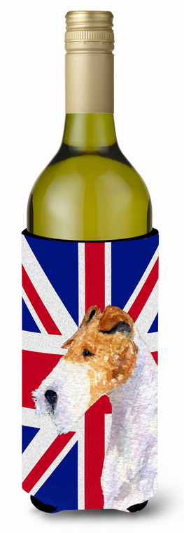 English Union Jack British Flag Design with Dog Wine Bottle Hugger - 615872832057
