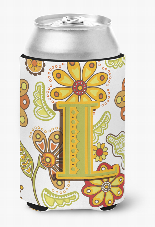 Monogram Letter Floral Can or Bottle Hugger - 615872968312