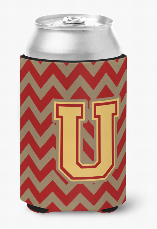 Monogram Letter Chevron Can or Bottle Hugger - 638508274465