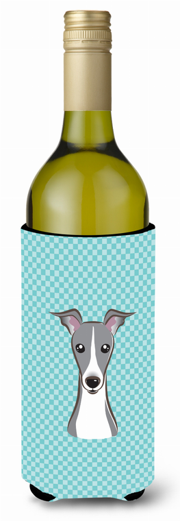 Checkerboard Design with Dog Wine Bottle Hugger - 615872917471