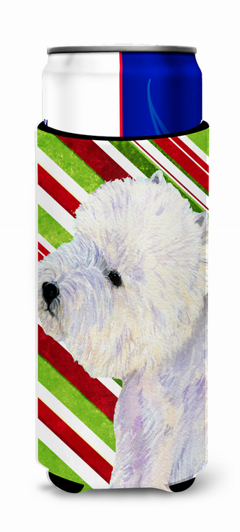 Candy Cane Holiday Christmas Design with Dog Ultra Hugger for slim cans - 615872733903