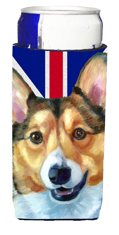 Dog with English Union Jack British Flag Ultra Hugger for slim cans - 638508067845