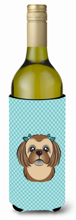 Checkerboard Design with Dog Wine Bottle Hugger - 615872917600