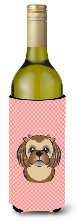 Checkerboard Design with Dog Wine Bottle Hugger - 615872918843