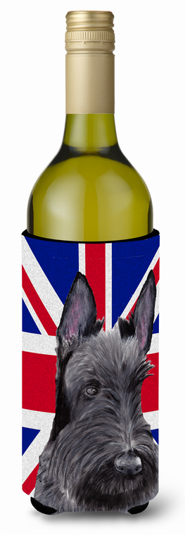 English Union Jack British Flag Design with Dog Wine Bottle Hugger - 615872822805