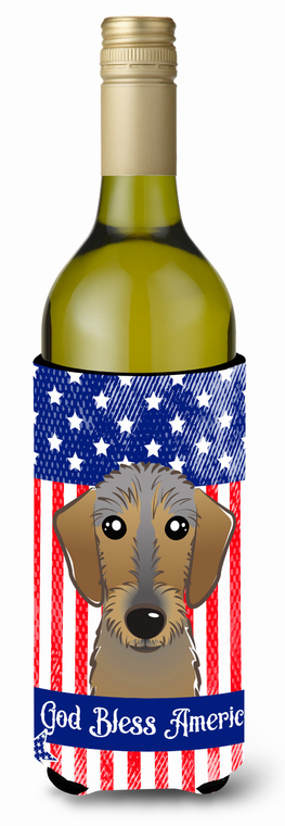 American Flag and Dog Wine Bottle Hugger - 638508210111