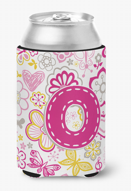 Monogram Letter Flowers and Butterflies Can or Bottle Hugger - 615872968855