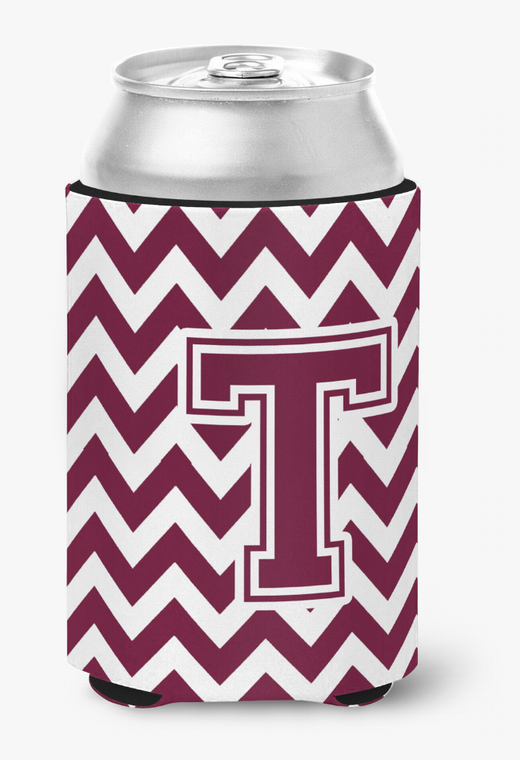 Monogram Letter Chevron Can or Bottle Hugger - 638508275202