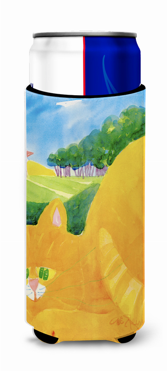 Big Orange Tabby Cat on the Golf Course Ultra Hugger for slim cans - 615872726325