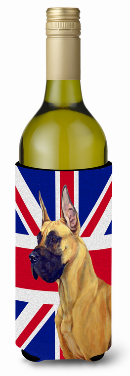 Dog with English Union Jack British Flag Wine Bottle Hugger - 615872827077