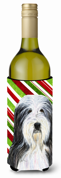 Candy Cane Christmas Design with Dog Wine Bottle Hugger - 615872718382