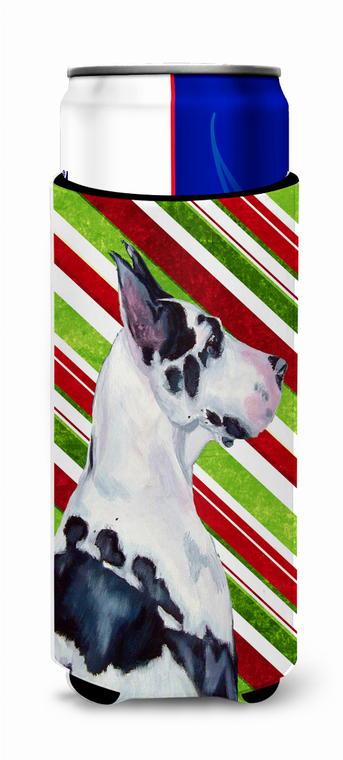 Candy Cane Holiday Christmas Design with Dog Ultra Hugger for slim cans - 615872734016