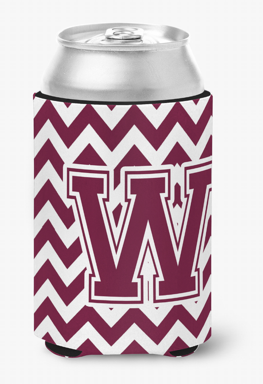 Monogram Letter Chevron Can or Bottle Hugger - 638508275233