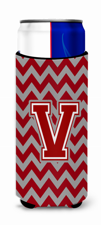 Chevron Maroon and White Ultra Hugger for slim cans - 638508012784