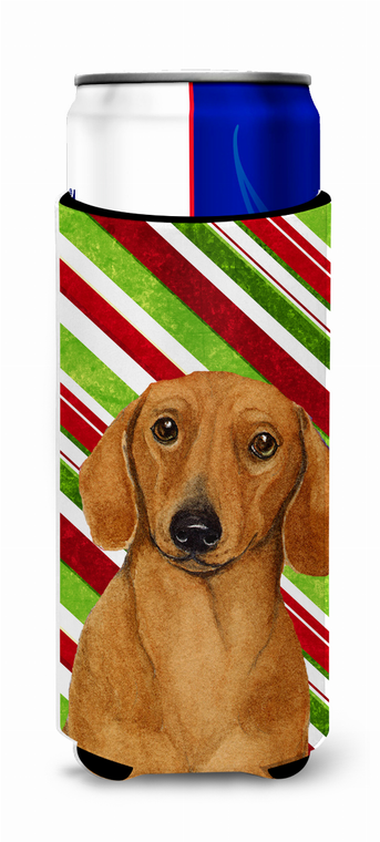 Candy Cane Holiday Christmas Design with Dog Ultra Hugger for slim cans - 615872733873