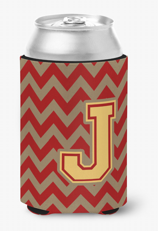 Monogram Letter Chevron Can or Bottle Hugger - 638508274359
