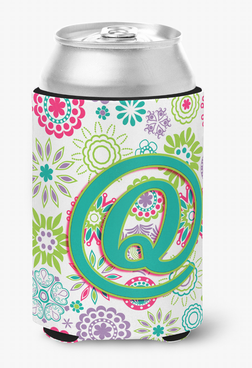 Monogram Letter Flowers Can or Bottle Hugger - 615872970438