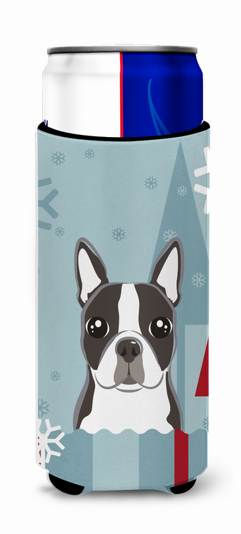 Winter Holiday Dog Design Ultra Hugger for slim cans - 638508124746