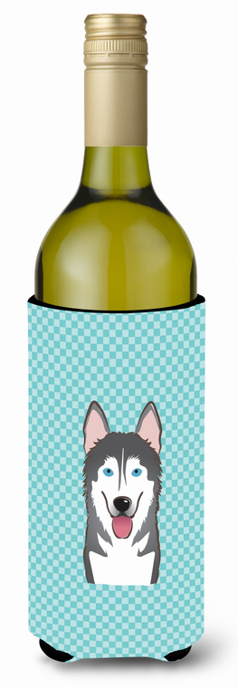 Checkerboard Design with Dog Wine Bottle Hugger - 615872917297