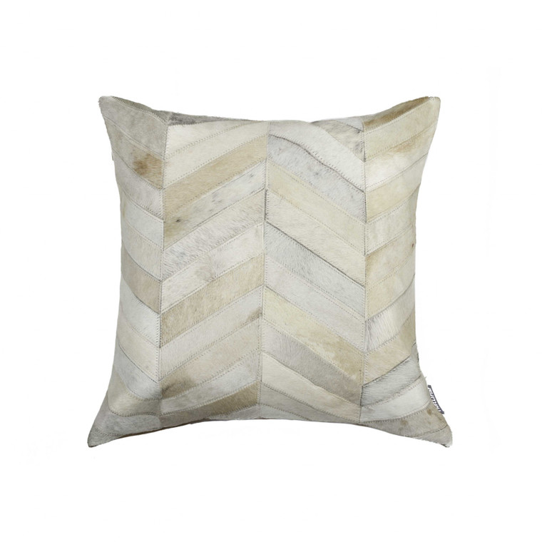 18" Natural Cowhide Throw Pillow