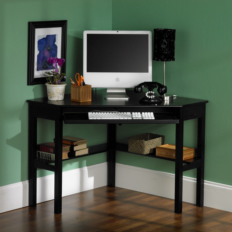 Homeroots Office Black Corner Computer Desk