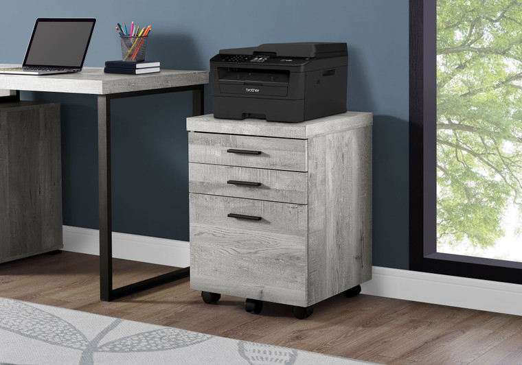 25.25" Grey Particle Board and MDF Filing Cabinet with 3 Drawers - 4512822767963