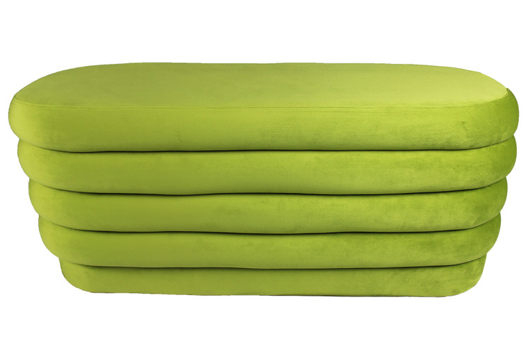 Homeroots Living Room 44" Green Velvet Tufted Oval Ottoman