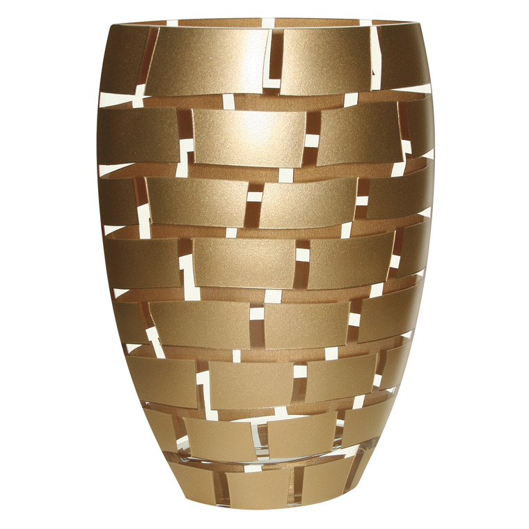 Homeroots Home Decor 12 Mouth Blown Gold Wall Design Vase