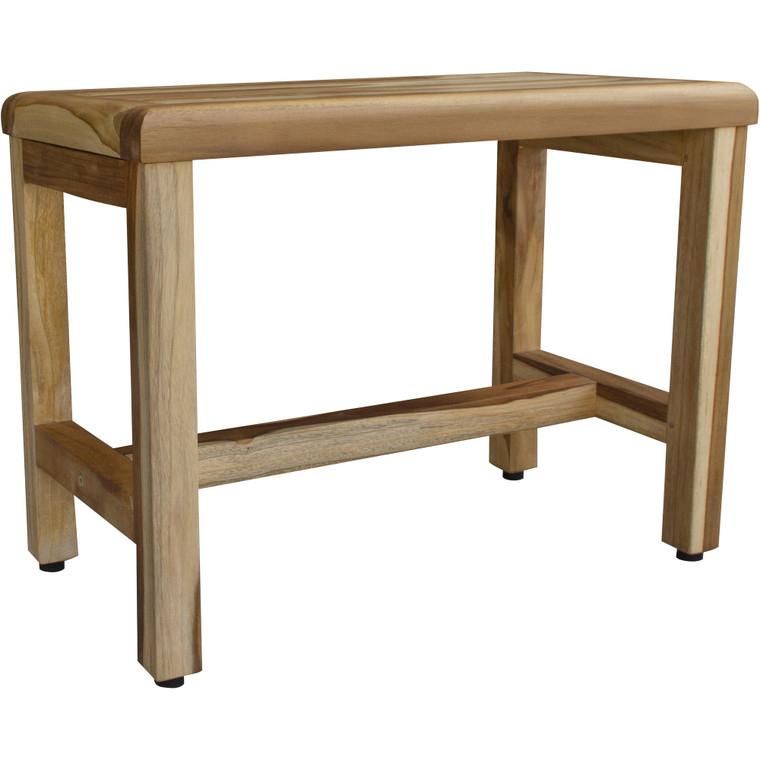 Compact Rectangular Teak Shower Outdoor Bench with Shelf in Natural Finish - 4512822891712