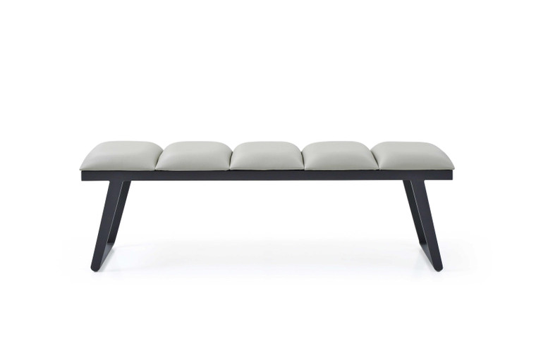 Homeroots Living Room 57" x 16" x 18" Light Grey Faux Leather Bench