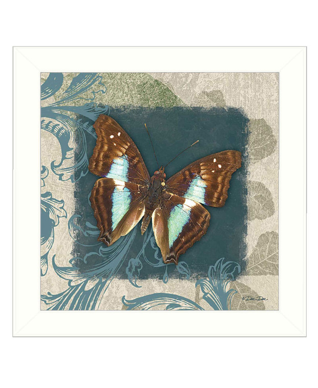 Swirl Butterfly White Framed Print Wall Art - 606114048381