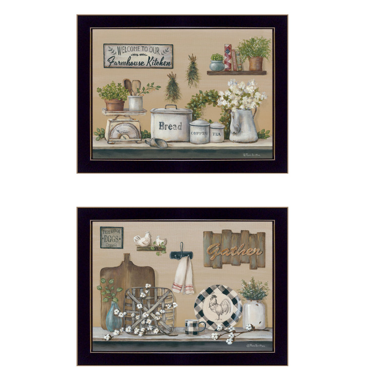 Set Of Two Farmhouse Kitchen 3 Black Framed Print Kitchen Wall Art - 606114682080