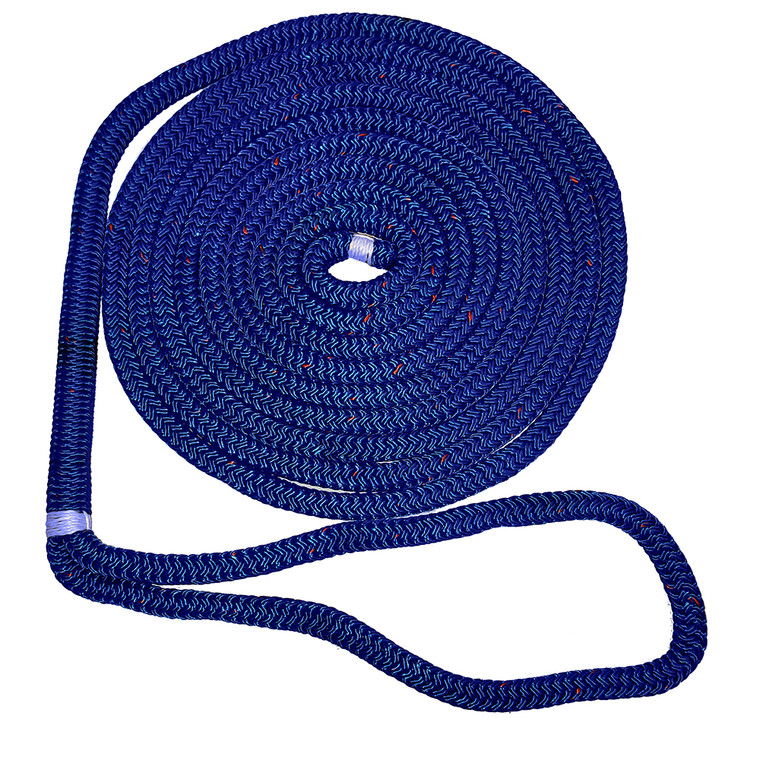 New England Ropes 5/8" Double Braid Dock Line - Blue w/Tracer - 35' - 753963037797