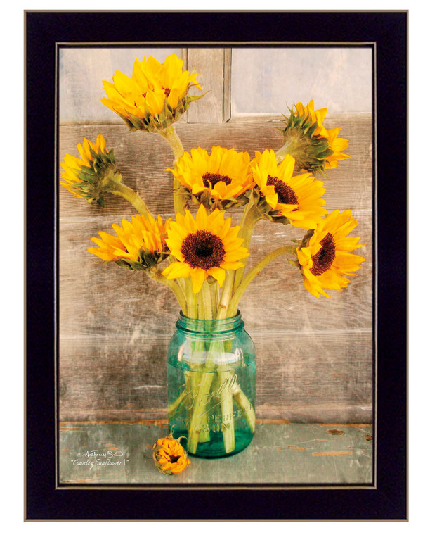 Country Sunflowers 1 Black Framed Print Wall Art - 606114061007