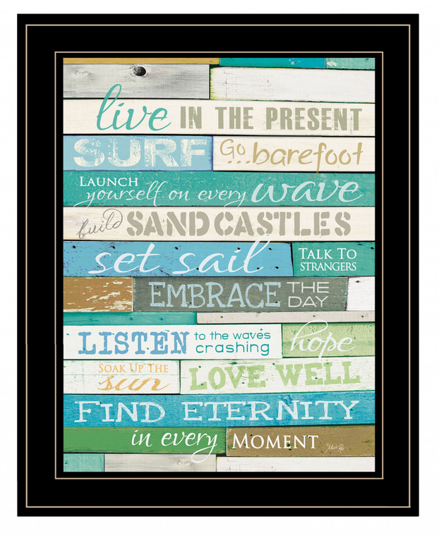 Live In The Present 3 Black Framed Print Wall Art - 606114072324